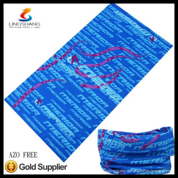 NINGBO LINGSHANG Logotipo promocional personalizado azul multifuncional sem costura para motoqueiro bandana de esqui lenço de pescoço lenço tubular